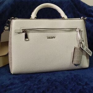DKNY White Satchel with Silver Details